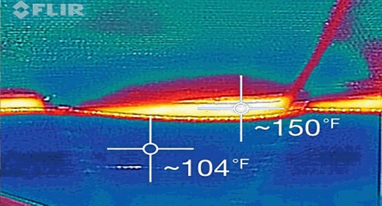 FLIR Thermal Imaging Device and shows the insulation material installed with a slit cutout