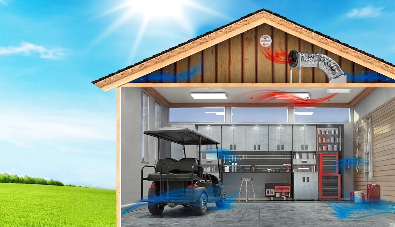 golf cart with garage fan